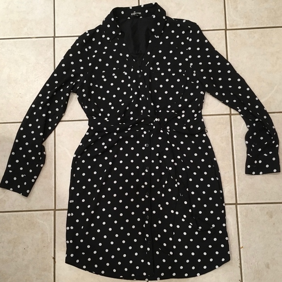 Express Dresses & Skirts - Express Black White Polka Dot Portofino Dress
